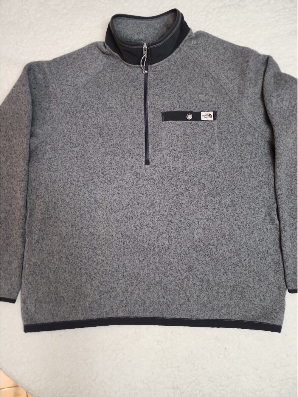 The North Face Sweater Mens Large Gray 1/4 Zip Fleece Long Sleeve